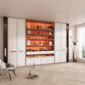 新中式极简书柜3D模型下载